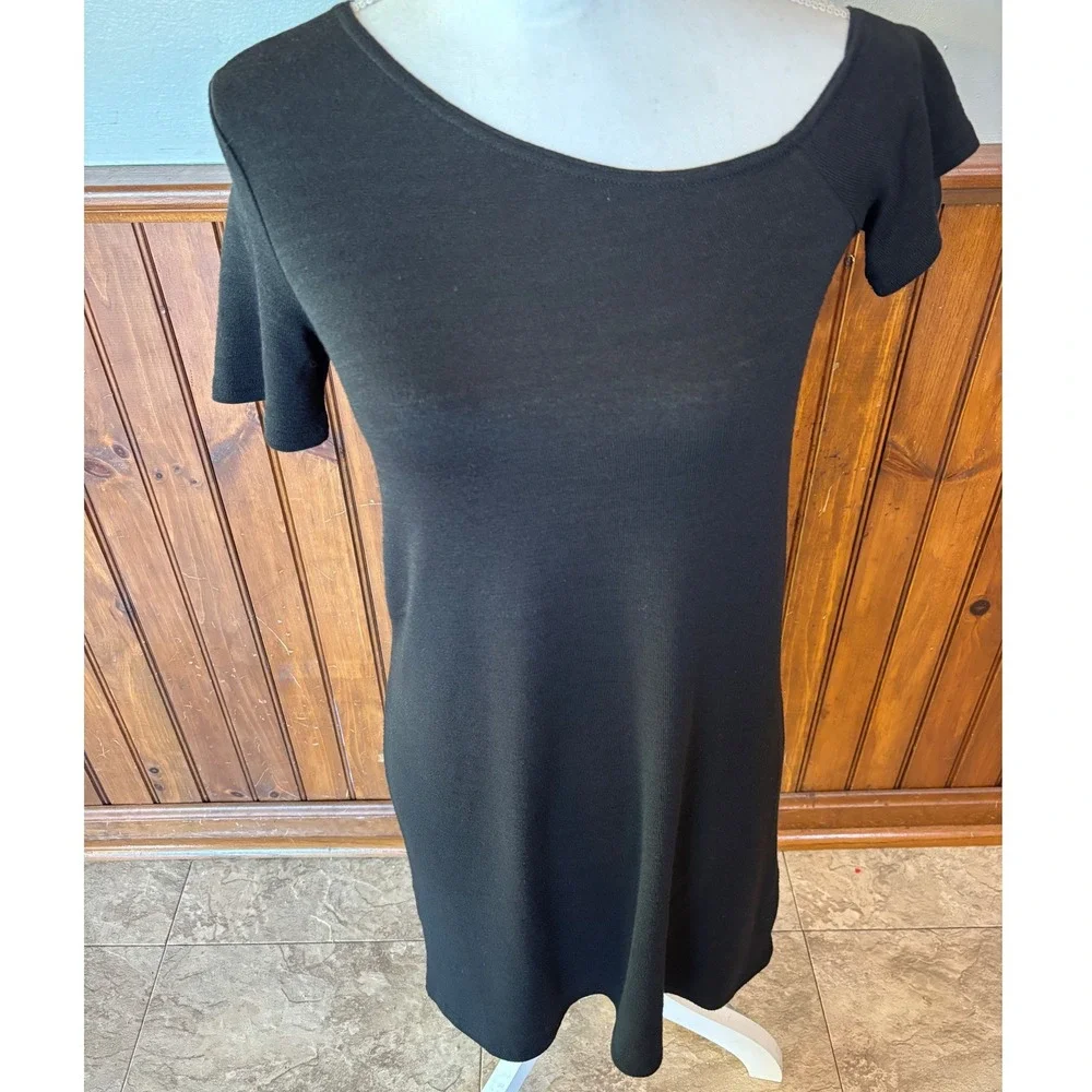 Wilfred Free by Aritzia Womens Black Asymmetrical Short Sleeve Summer Dress‎ XS
